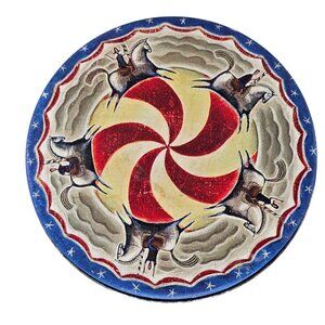 Vintage Century Resources Decorative Tin Carousel Horse Design Round 6.75" Round